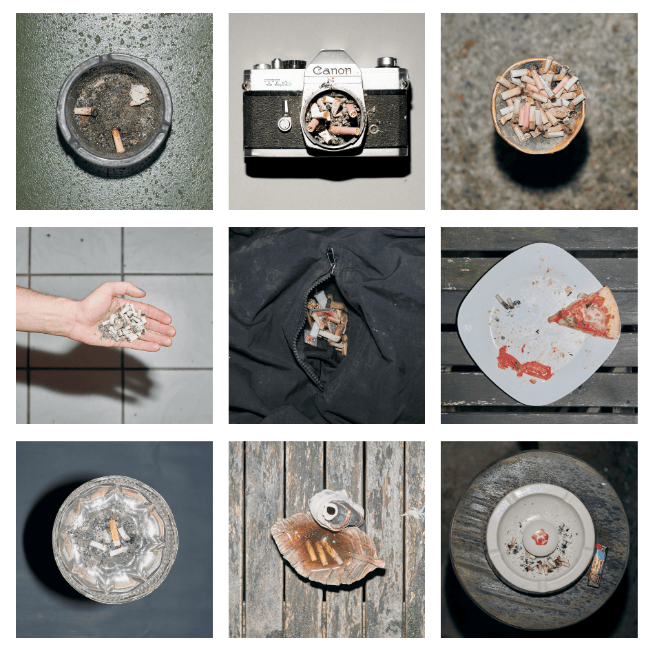 Aschenbecher Collage, Rauchen, Sucht